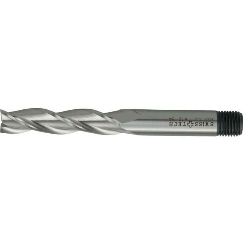 Swisstech - 10.00MM HSS-Co 8% 3 Flute Threaded Shank Long Series Slot Drills - Unc