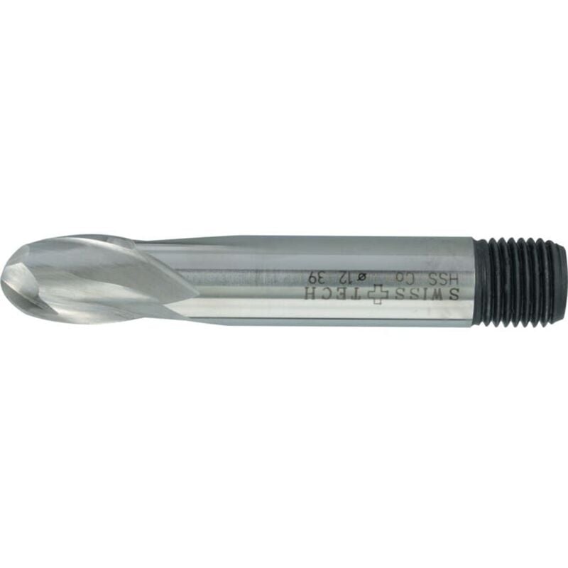 Swisstech - 8.00MM Series 39 HSS-Co 2 Flute Threaded Shank Short Series Ball Nosed