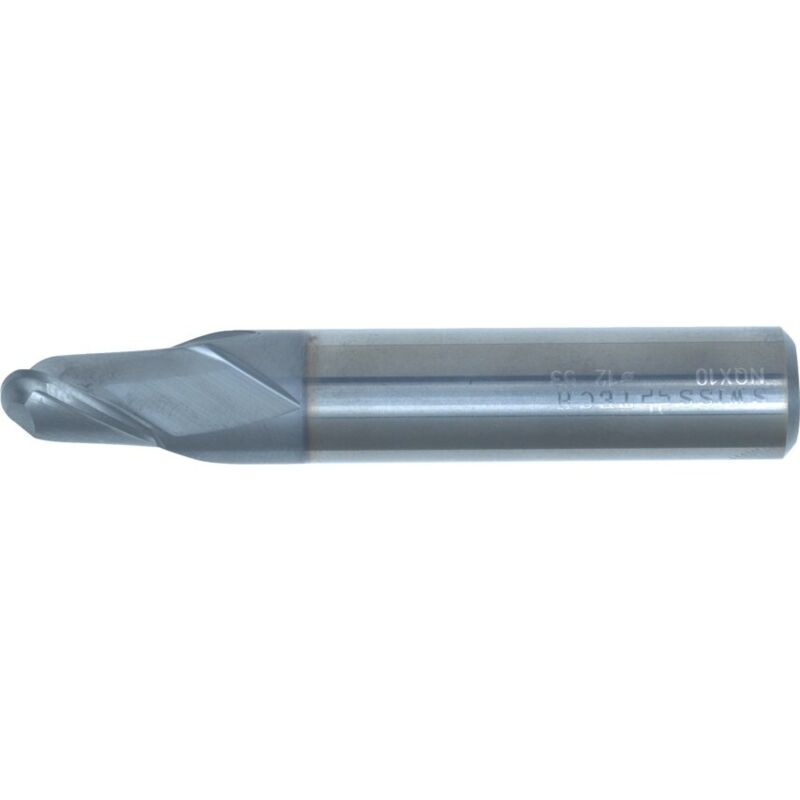 SwissTech 12.00MM Carbide 2 Flute Plain Shank Ball Nosed Short Series Slot Drill