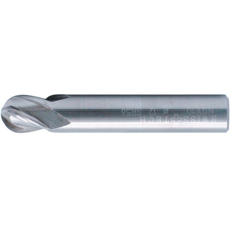 SwissTech 6.00MM Carbide Plain Shank 4 Flute Ball Nosed Short Series End Mills