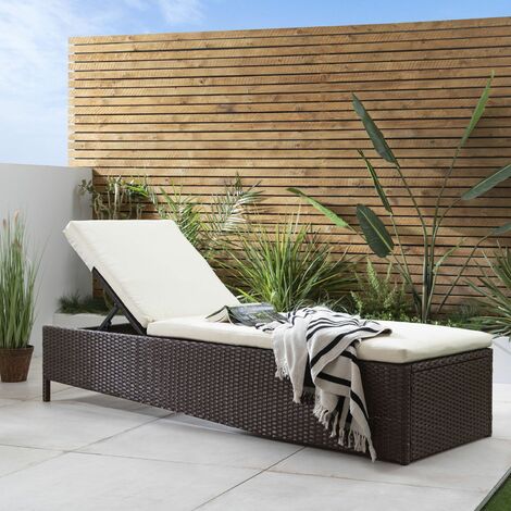 brown rattan sunbed