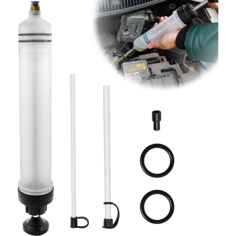 Seringue a Huile 500ml Huile Aspiration Seringue avec 2 Tuyaux et Une Paire D'anneaux en Caoutchouc de Rechange, pour le Liquide de Frein, les Huiles