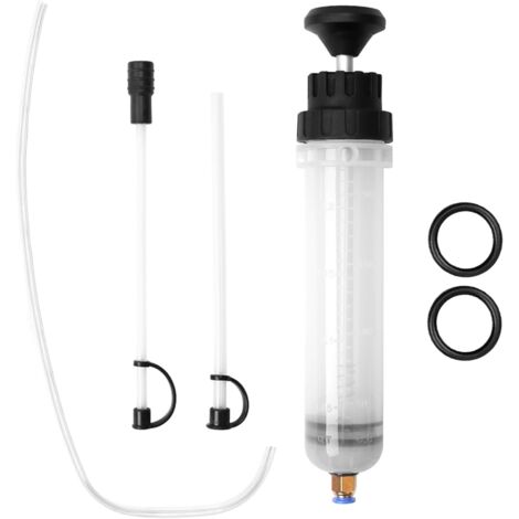 Seringue d'aspiration d'huile 500 ML, Pistolet d'aspiration d'huile, Pompe à Main, Pompe de Remplissage, Pompe d'aspiration avec Tuyau, Anneaux de Rechange pour Moteur, Liquide de Frein