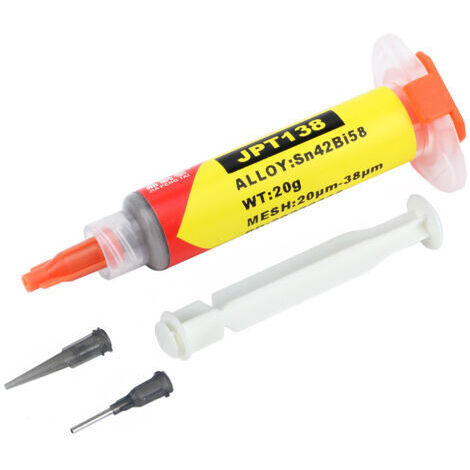 Seringue de pâte à souder électronique Sn42 Bi58 point de fusion de soudure 138 pâte à souder sans nettoyage à basse température adaptée au soudage de composants électroniques BGA IC