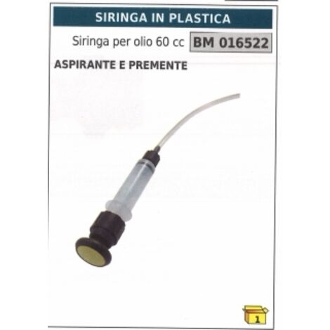 Seringue en plastique pour huile 60 cc aspiration et pression code 016522