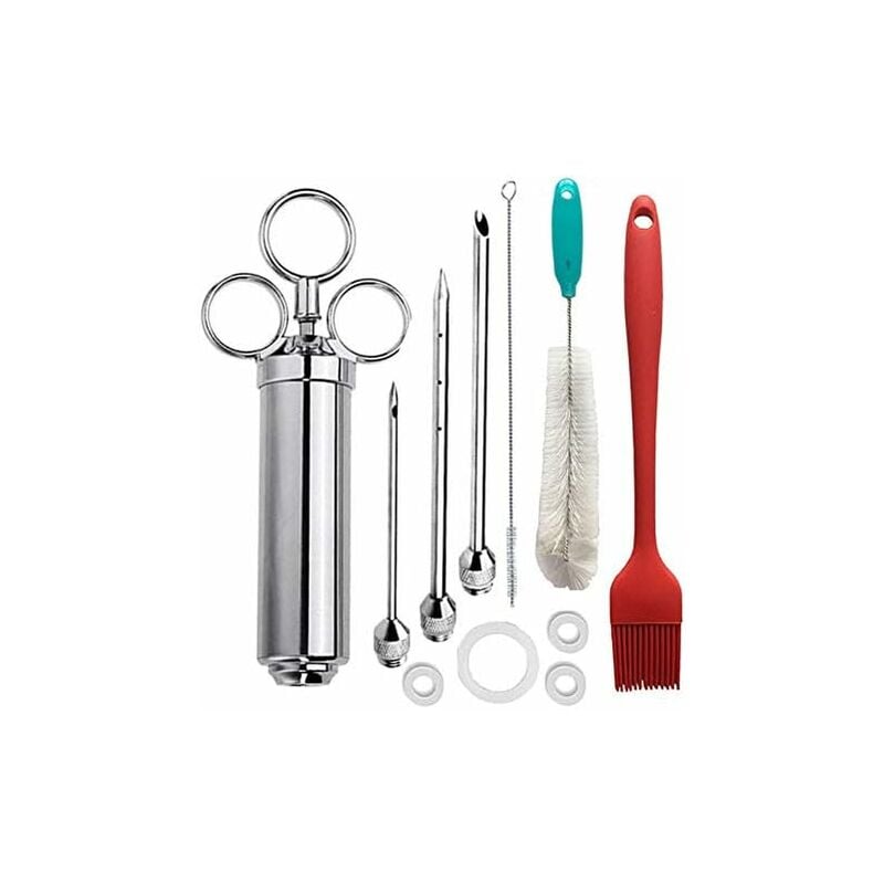 Seringue à Marinade Injecteur de Viande en inox 304 Seringue à Sauce Poire à Jus Marinade Professionnelle pour Dinde Bœuf Poulet Turquie Viande Rôtis