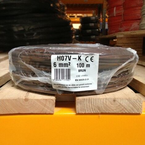 Sermes – Fil électrique souple 6mm² marron H07VK 100m – Pour branchements soumis à vibrations – Manipulation facile en espaces réduits