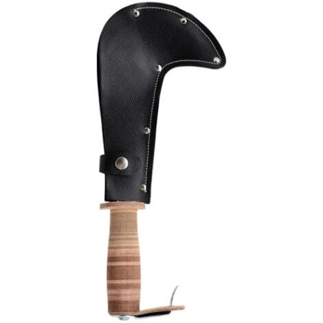 Serpe de chasseur manche cuir avec étui 20 cm