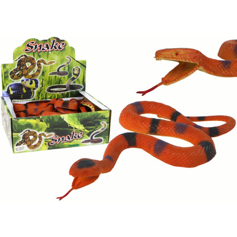 Serpent artificiel en caoutchouc marron avec patchs noirs et gris