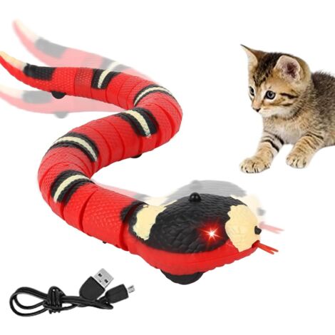 Serpent électrique télécommandé - Jouet serpent interactif pour chat - 39 x 4 x 3,5 cm - Avec langue rétractable - Chargement USB - Pour farces et animaux de compagnie