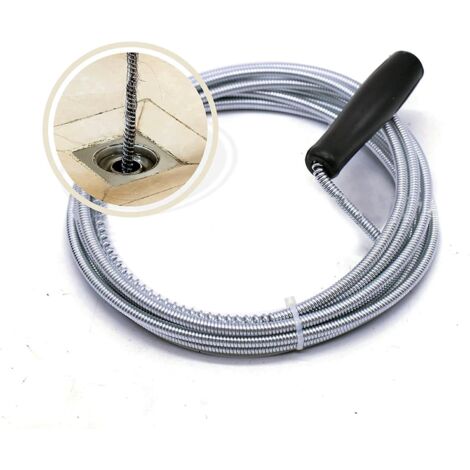 Serpentin de nettoyage robuste à ressort flexible et tige métallique - Déboucheur pour lavabos, baignoires et éviers de cuisine.
