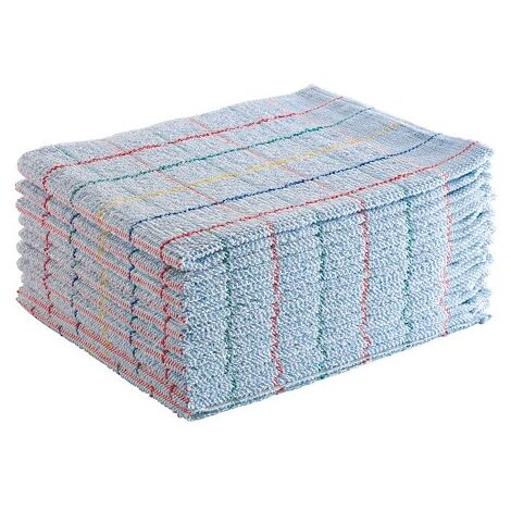 Serpillère bouclée absorbante bleue – Pack de 10 unités – 70% coton pour nettoyage efficace – Résistante à l'eau de javel