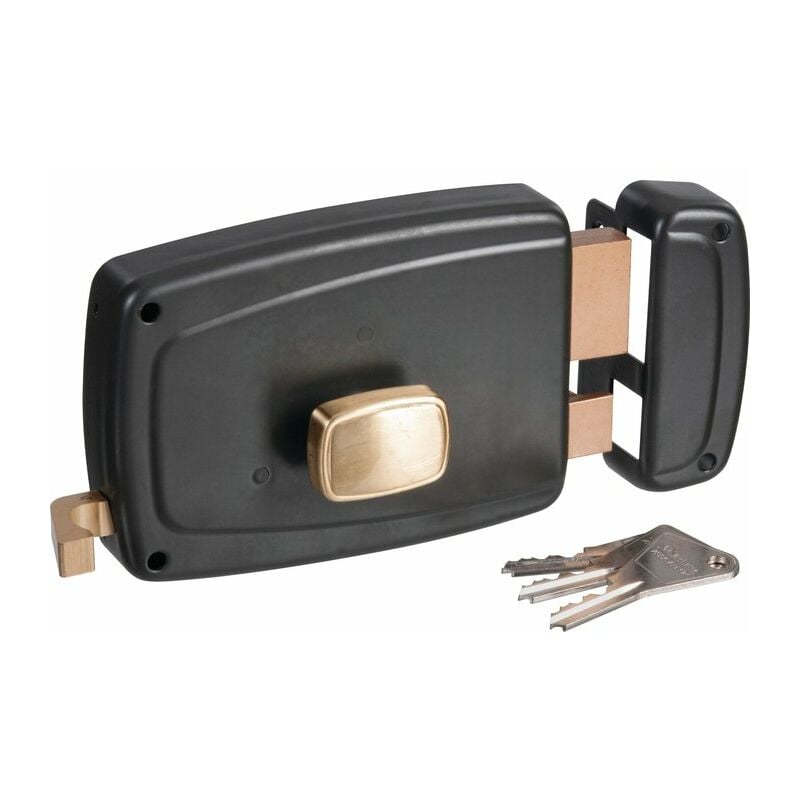 Serrure de porte de garage droite à tirage - Clé i - Axe à 70 mm Vachette