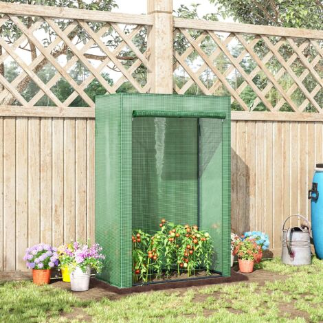 Serra 100x50x150cm struttura in acciaio zincato porta avvolgibile plastica per giardino verde scuro