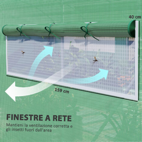 Serra a tunnel calpestabile in polietilene, dimensioni 19x9,8 piedi (circa 5,8x3 m), colore verde, ideale per orto e giardino