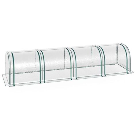 SERRA A TUNNEL IN ACCIAIO E PVC ANTI UV CON 4 PORTE A CERNIER 395X100X80 CM