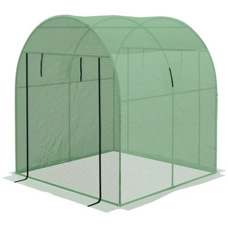 SERRA A TUNNEL PER ORTO 1.8X1.8X2M IN ACCIAIO E PE ANTI UV CON PORTE AVVOLGIBILI E FINESTRE. VERDE