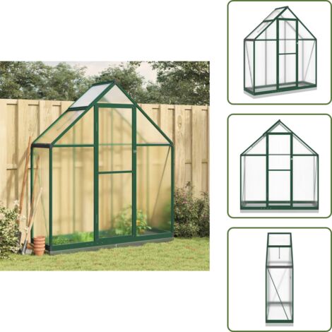 Serra con grondaie - vidaXL Telaio Serra con Base Verde 169x58x202 cm in Alluminio - Serra con ventilazione