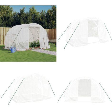 Serra con Telaio in Acciaio Bianco 6 m² 3x2x2 m - Serra per piante - Protezione da pioggia
