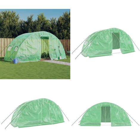 Serra con Telaio in Acciaio Verde 10 m² 5x2x2,3 m - Piante - Protezione
