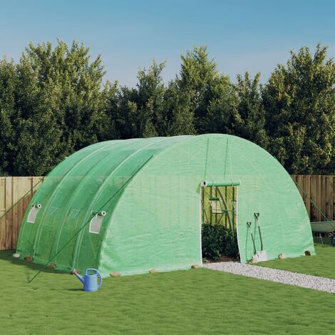 EASYCOMFORT Serra per Orto a Tunnel 4.5x3x2m con Tetto Spiovente in PE e  Tubi d'Acciaio Verde Scuro