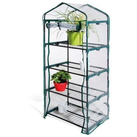 serra da esterno verdelook con 4 ripiani in acciaio e telo in pvc 69x49x157 cm