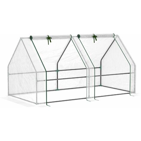 Serra da Giardino 180x90x90 cm Telaio in Acciaio Copertura in PE Rinforzato Bianco