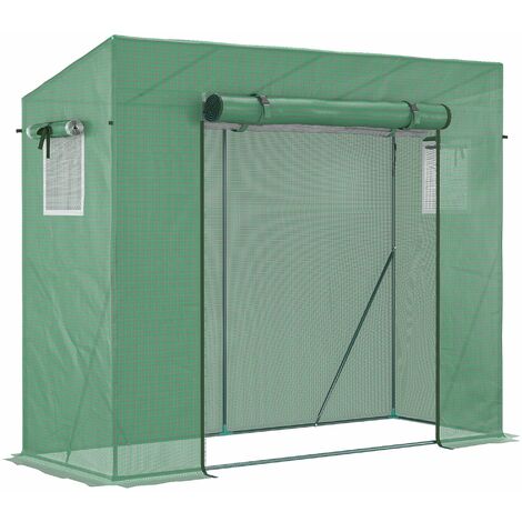 Serra da Giardino 200x77x148-169 cm 2 Finestre e Copertura Rinforzata in Acciaio e PE Verde