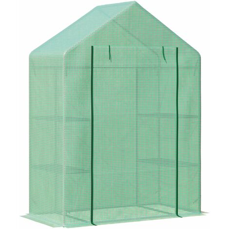 Serra da Giardino 4 Ripiani 141x72x191 cm in Acciaio e Plastica PE Verde