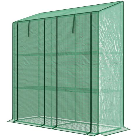 Serra da Giardino 6 Mensole e 2 Porte Avvolgibili 143x46x151cm Copertura in PE Verde
