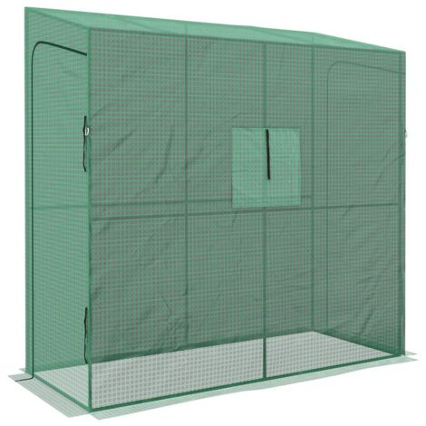 SERRA DA GIARDINO A MURO CON 2 PORTE AVVOLGIBILI E COPERTURA IN PE ANTI UV. 200X80X200CM. VERDE