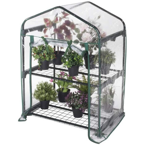 serra rettangolare a 2 ripiani con telo trasparente 69x49x98 cm - verdelook