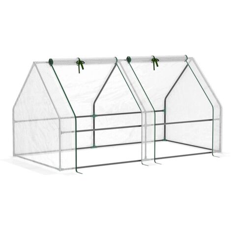 SERRA DA GIARDINO CON COPERTURA IN PE RINFORZATO E TELAIO IN ACCIAIO. 180X90X90CM. BIANCO
