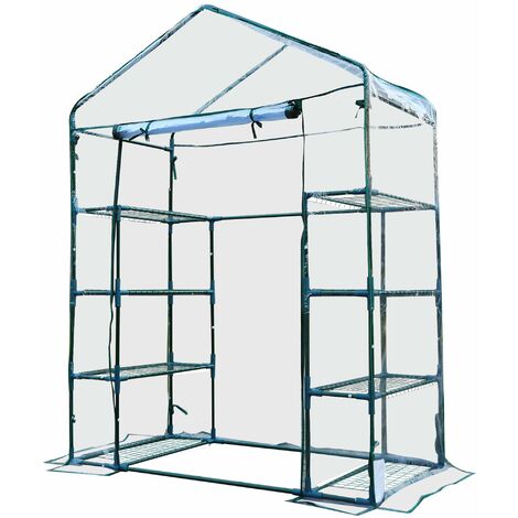 Serra da Giardino con Porta Avvolgibile 143x73x195 cm in Acciaio e PVC Verde