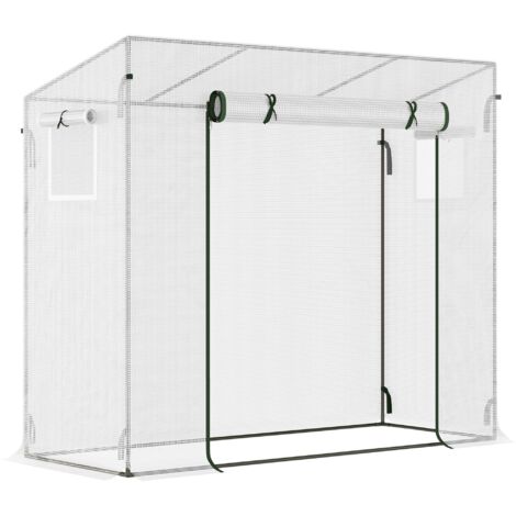 Serra da Giardino con Porta Avvolgibile 200x76x168 cm in Acciaio e PE Bianca