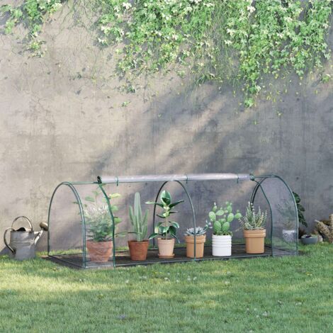 Serra da Giardino con Porte Anteriori a Cerniera, Struttura in Acciaio e Copertura in PVC, 250x100x80cm, Verde e Trasparente