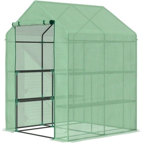 MAURY'S SERRA DA GIARDINO CON SCAFFALI. COPERTURA IN PE E PORTA AVVOLGIBILE. 143X138X190 CM. VERDE