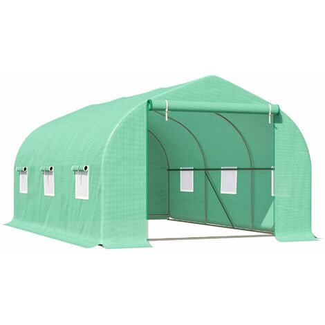 Serra da Giardino con Tetto Spiovente in PE e Tubi d'Acciaio Verde Scuro 4.5x3x2m