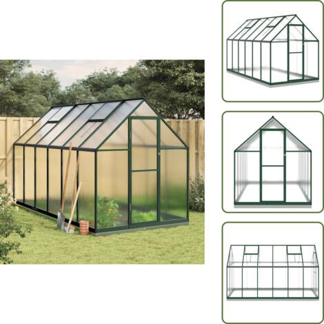 Serra per giardino - vidaXL Telaio Serra con Base Verde 334x169x202 cm in Alluminio - Serra per coltivazione