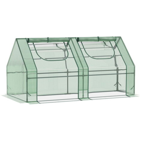 SERRA PER PIANTE ORTO CON 2 COPERTURE IN PE E PVC. STRUTTURA IN ACCIAIO - VERDE 180X90X90CM