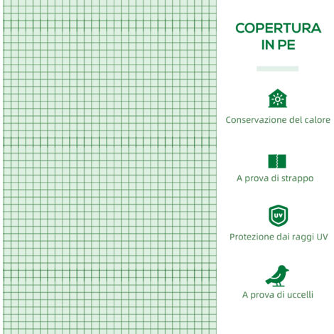 Serra portatile di piccole dimensioni, mini serra con finestre a rete per interni ed esterni, 240x90x90 cm, verde.