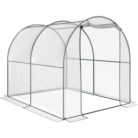 Serra Tunnel da giardino, Serra da Balcone per Piante e Orto con Copertura in PVC, Porta Avvolgibile e Telaio in Acciaio, 2x2.5x2m