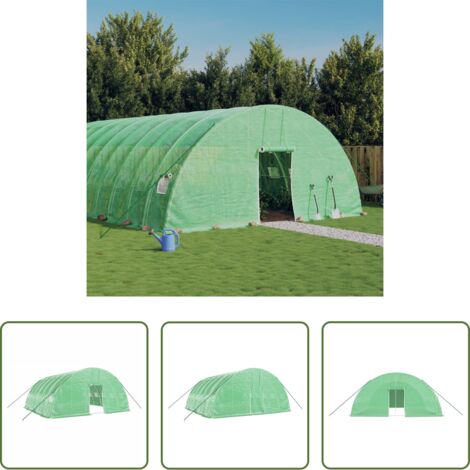 Serra verde -  Serra con Telaio in Acciaio Verde 36 m² 6x6x2,85 m