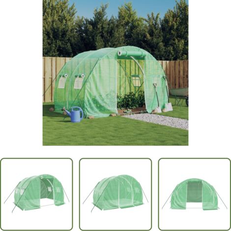 Serra verde -  Serra con Telaio in Acciaio Verde 6 m² 3x2x2 m
