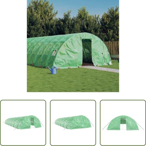 Serra verde -  Serra con Telaio in Acciaio Verde 70 m² 14x5x2,3 m