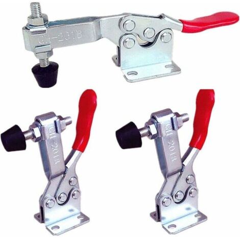 Serrage à Genouillère Liuer 3PCS Pince à Bascule en Métal Horizontal Sauterelle Serrage Barre de Dégagement Rapide Outil à Main Levier de Tension de Force de Maintien Antidérapant avec Poignée R