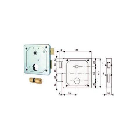 SERRAT. APPLIC. CANCELLI 2 MAND. E SCR. SEP. + QUADRO CIL. TONDO 437- - mm.55 - cil. tondo ø mm.26x54 (27x27) (437.55.0) - 2 pezzi MG
