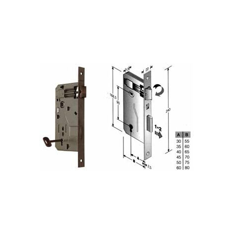 Serratura A Bussola Da Infilare Bordo Quadro Bronzato - mm.40 bordo acciaio bronzato