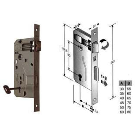 Serratura A Bussola Da Infilare Bordo Quadro Bronzato - mm.50 bordo acciaio bronzato
