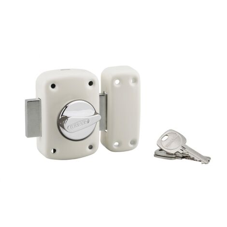 Serratura a chiavistello a pomolo Corvette per porta esterna, cilindro 45mm, acciaio, 3 chiavi, bianco epossidico - THIRARD